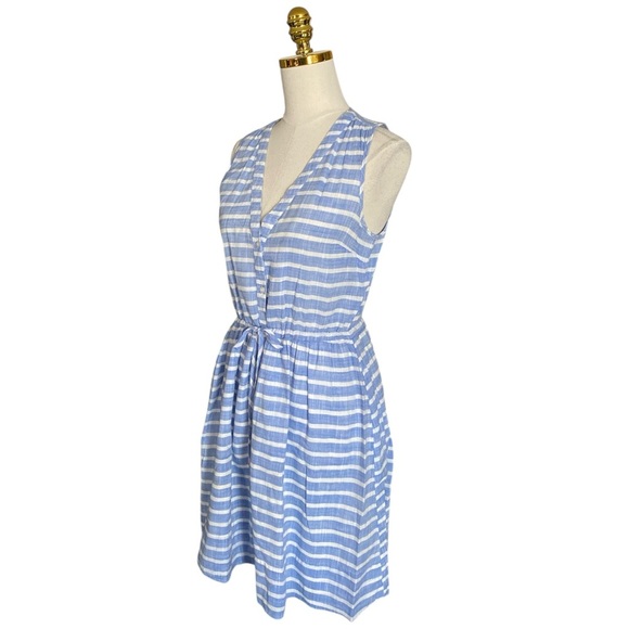 GAP Blue and White Stripes 100% Cotton Sleeveless Button Front Dress Size 4 - Picture 4 of 9